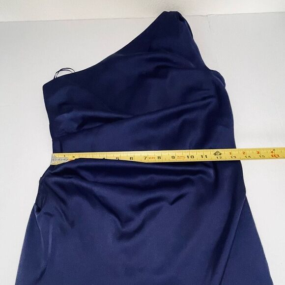 Banana Republic Factory One Shoulder Satin Knee Length Dress Patriot Blue Size 2 - Picture 8 of 12